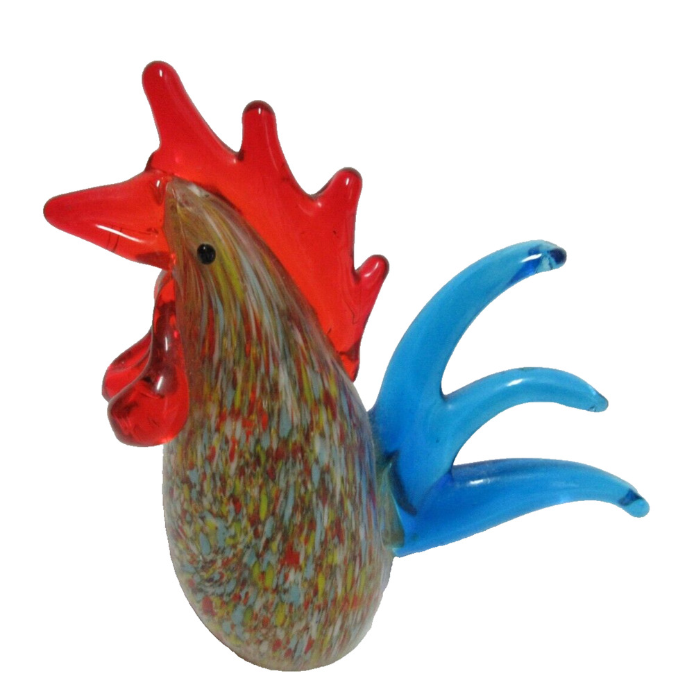 Art Glass ROOSTER Very Colorful Excellent Condition 5.5' TALL